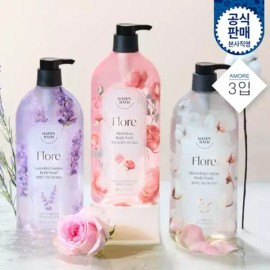 Happy Bath 해피바스 플로레 바디워시 900g 3입 [03 블루밍코튼 바디워시 900g 3개] Happy Bath Flore Body Wash 900g 3-Pack [03 Blooming Cotton Body Wash 900g 3 Units]