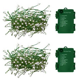 FairyGlim 2 Pack Battery Operated Christmas Lights, 10FT 100 Micro LEDs Fairy Lights with 8 Modes and Timer, Green Copper Wire for Indoor Outdoor Christmas Tree Wreath Garland Garden Party, Cool White