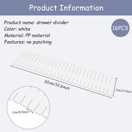 HOTUT Drawer Dividers Adjustable Drawer Storage Organizer, 16 PCS Grid Drawer Dividers, DIY Plastic Closet Separator for Clutter Kitchen Cutlery Dresser Makeup Tools Socks Office Desk Bedroom - White