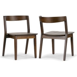 Glamour Home Set of 2 Astor Dark Brown Solid Wood Chair with Curved Back