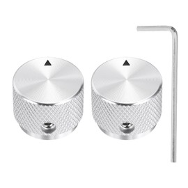 sourcing map 2 Pcs Aluminium Potentiometer Knobs, 3/16"(4mm) IDx7/8"(20mm) ODx5/8"(15.5mm) Height Universal Volume Tone Control Knobs for Guitar, Bass, Arrow Indicator, Silver