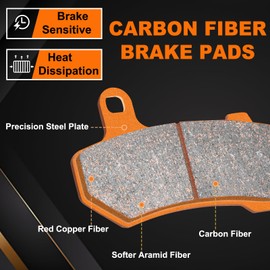 ALLIE ZENG High-Performance Motorcycle Brake Pads - Carbon Fiber, Low Noise, Compatible with Fit for Ducati Diavel Carbon Dark XDiavel S, Low Fade, Easy Install, Heat Resistant, FA447FF FA209R
