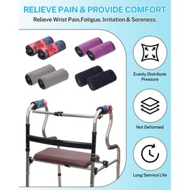 2 Pack Walker Handle Cushions,Walker Padded Hand Grip Covers for Rolling Wheelchair Walker Elderly Grippers Rollator Handle,Washable-Non-Slip Comfortable Cushion Padding,Moisture Wicking Mobility Accessory, Multi-Color Floral