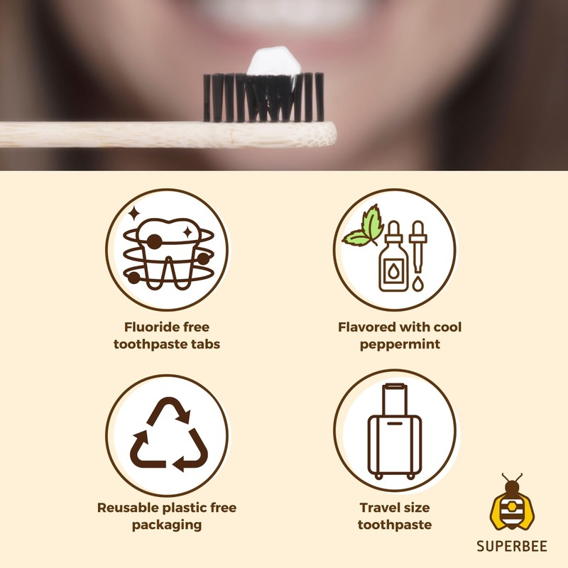 SuperBee Dentos Toothpaste Tablets, 500 Tabs, Fluoride Free & Eco