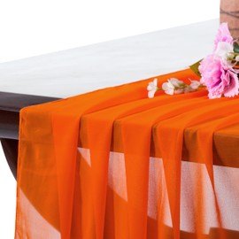 MDS Pack of 5 | Orange |10ft Chiffon Table Runner 29x120 Inches Long Romantic Rustic Sheer Gauze Runner for Wedding Bridal Shower Birthday Banquets Engagement Spring Easter Boho Decorations