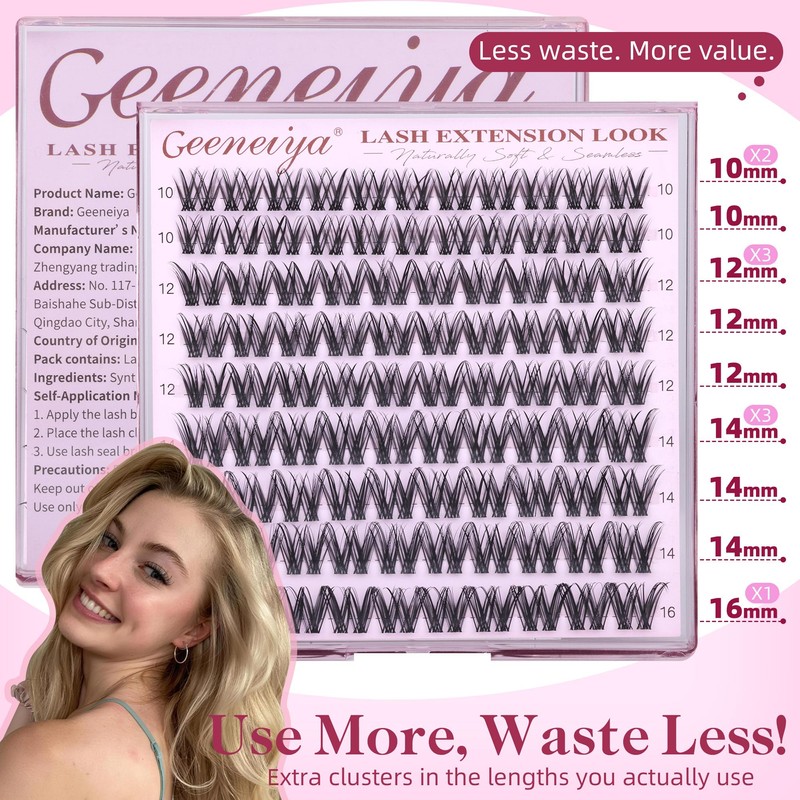 Geeneiya Wispy Lash Clusters Natural Eyelash Clusters 10-16mm Spider Lashes