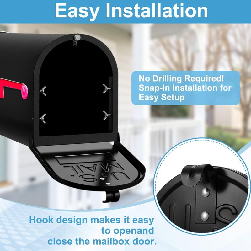 8" x 10" Mailbox Door Replacement – Black Metal Snap-in