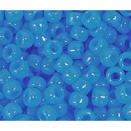 JOLLY STORE Crafts - Glow in The Dark Beads, Easy-to-Use Pony Beads for Glow in The Dark Bracelets, Art, Craft Decorations & More, 9 x 6 mm, Crafted in The USA, Blue Glow, 500 pcs (Pack of 1)