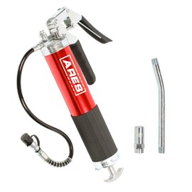 ARES 53015 – Professional Pistol Grip Grease Gun – Includes 18-Inch Flex Hose with Spring Guard and 6-Inch Offset Extension – 4500 PSI Working Pressure Rating