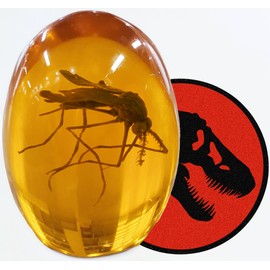 VEOJEIN VEOJEIN Jurassic 3D Mosquito in Amber Resin | True 3D Original Design Realistic Flat Bottom Shaped | Dinosaur DNA Replica Prehistoric World | Collectable Prop | Cane Mount | Paper Weight