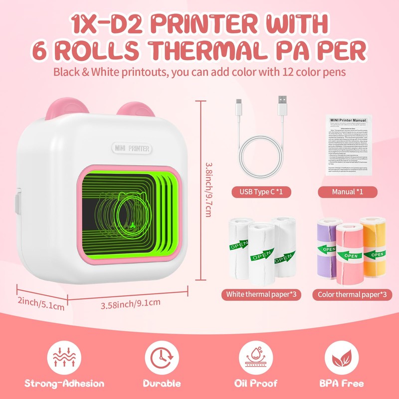 Wireless Photo Sticker Thermal Fast Printer, PrintPod Inkless Pocket Printer