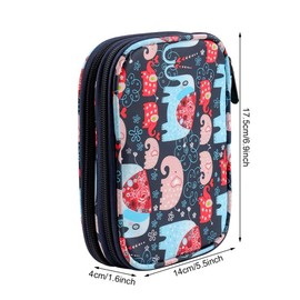 Katech Empty Crochet Hook Case Portable Travel Crochet Storage Bag Organizer Zipper Bags with Web Pocket and Crochet Holder Slots for Carrying Various Crochets Knitting Accessories (Elephant Pattern)