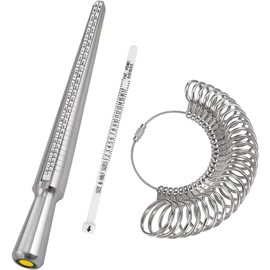 Ring Sizer Measuring Tool Set Metal Ring Sizers Stainless Steel Ring Gauges Finger Sizer & Ring Mandrel Aluminuml (Size 1-13), 27 Pcs