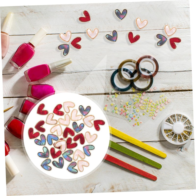 Baluue 30pcs Love Nail Stickers Heart Shaped Nail Gems DIY