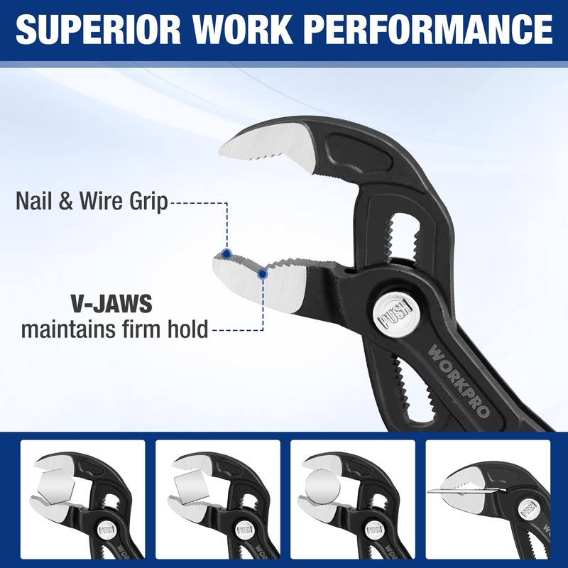 WORKPRO 2-Piece 7-Inch Pliers Wrench & 10-Inch Groove Joint Pliers