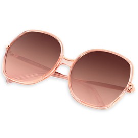 ANDWOOD Oversized Sunglasses for Women Big Large Square Wide Frame Shades Retro Trendy Fashion UV Protection Pink Sun glasses