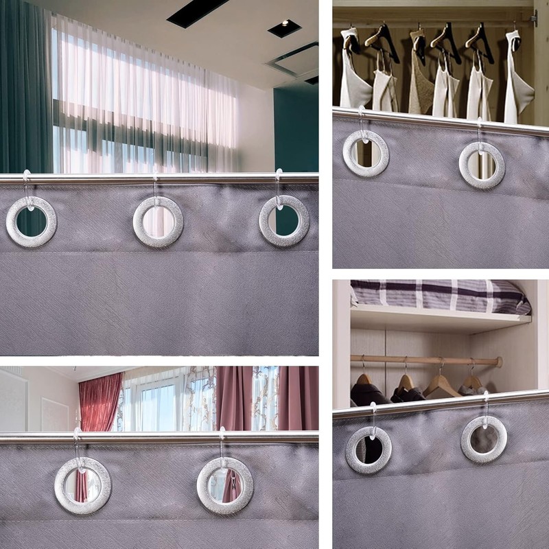 Plastic Shower Curtain Rings Hooks for Bathroom Shower Window Rod