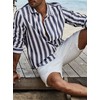 Meilicloth Men's Long-Sleeved, Striped, Casual Summer Shirt with Buttons, Regular