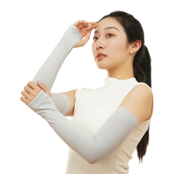 [Lazy Sky] Arm Cover, UV Protection, Cooling Sensation, Breathable, Thin, Stretchable, Ergonomic, Women's, Summer, Cool, Sunscreen, UV Protection, Stretchable, Breathable, Anti-Slip, Long Length, With