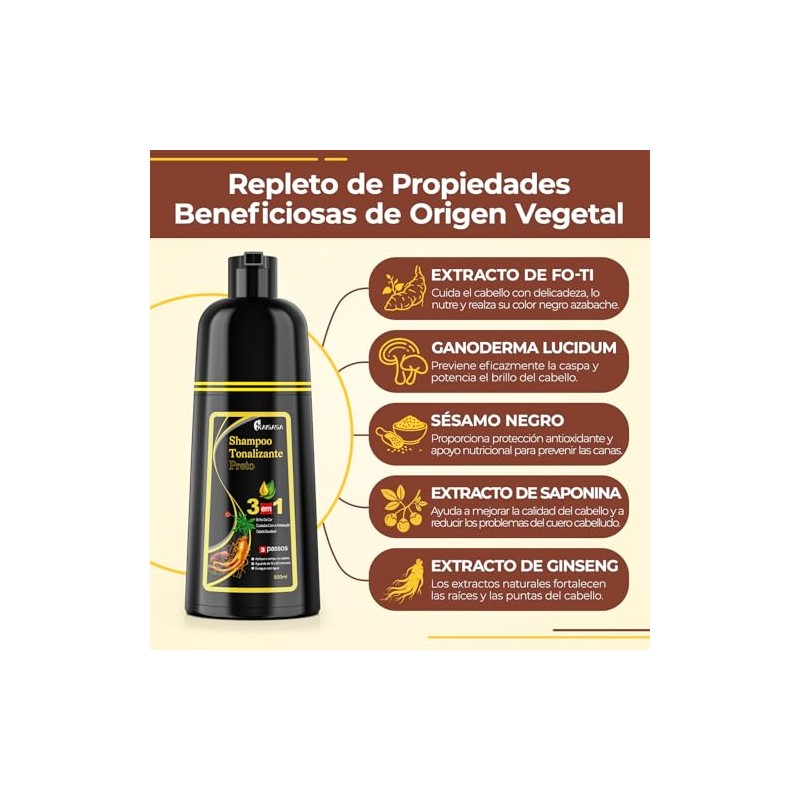 Hair Dye Shampoo Black Tinte Cubrir Canas Semi Permanent Color