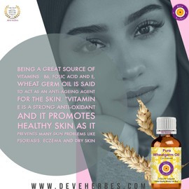 Deve Herbes Pure Wheatgerm Oil (Triticum vulgare) with Glass Dropper Cold Pressed (Pack of Two) 100ml X 2 (6.76 oz)