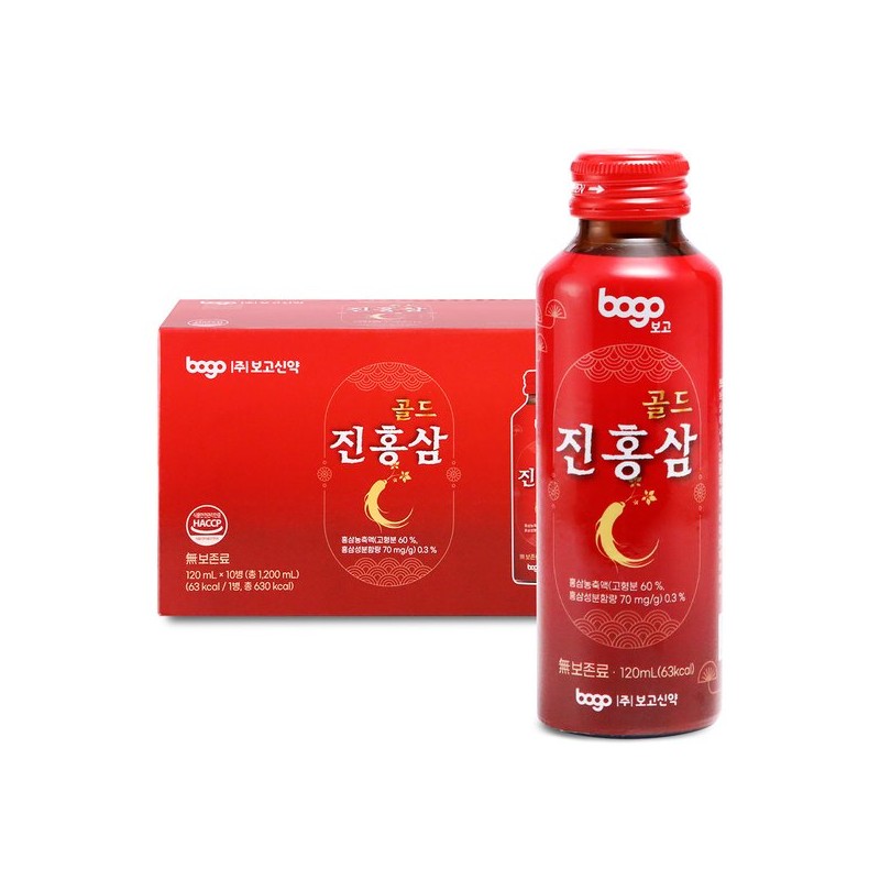 Bogo-on [보고신약] 진홍삼 골드 120mlx10병 1박스 [New Report] Red Ginseng