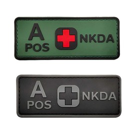 Tactical Blood Type Hook-Fastener Backing 2-Pieces Replacement for A Positive PVC Rubber Patch DIY Emblem Military Medic Morale Patches Medical Armband Badges (Replacement for A Positive)