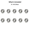 M12 (12mm) Steel Hex Nuts - Standard Thread - Pack