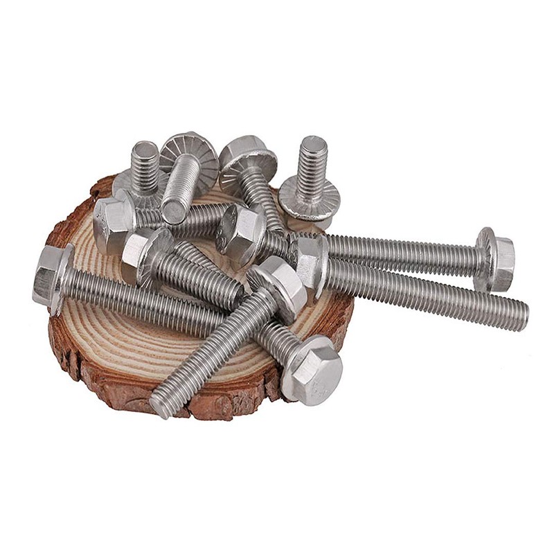 BOZONLI Flanged Hex Bolt (Fully Threaded Setscrew), Stainless Steel Flange
