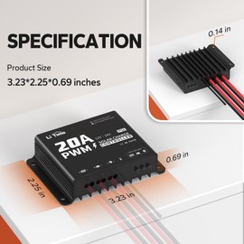 LiTime 12V/24V 20A PWM Controller, Solar Charging Controller with Built-in Bluetooth, IP68 Dust & Water Proof with Mounting Hole, Suitable for LiFePO4 Lithium Battery ,SLA, FLA, Gel.