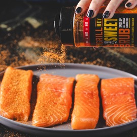 Hey Grill Hey | Spicy Sweet Rub | BBQ Rub with Chipotle & Cayenne | Sweet & Smoky Seasoning for Grilling Pork, Chicken, Fish, Beef, Veggies, and More | Hot BBQ Spice Blend | 11.7oz