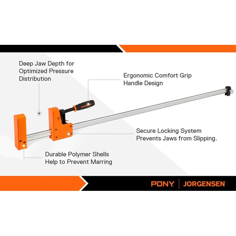 Jorgensen 48" Bar Clamp Set 2-pack 90° Cabinet Master Parallel