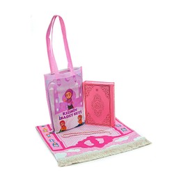 ihvan online, Muslim Prayer Rug for Kids, Prayer Beads, Holy Quran, Kids Prayer Mat, Worship Bag, Praying Mat Set for Islamic Gifts, Soft Salah Mat Carpet for Travel, Design Janamaz Sajadah, Pink Bag