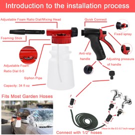 LIANXIN Car Wash Kit - Car Cleaning Kit,Car Wash Kit with Foam Gun, Microfiber Sponge and Towels,Tire Brush, Collapsible Bucket,Car Wash Foam Gun