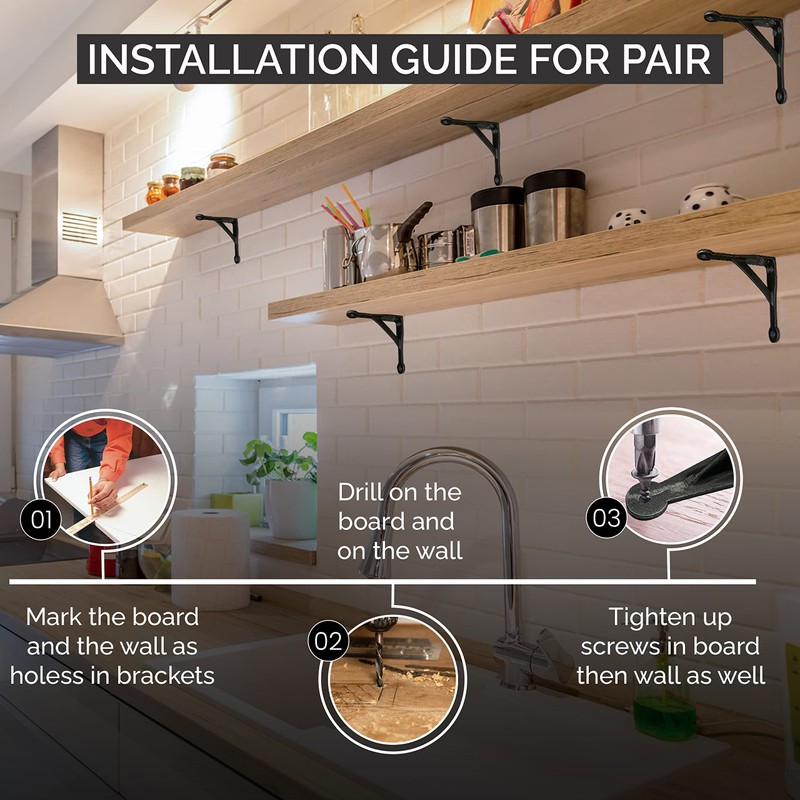 Edenic 2pcs Scaffold Board Gallows Shelf Brackets - 6x6 Inch