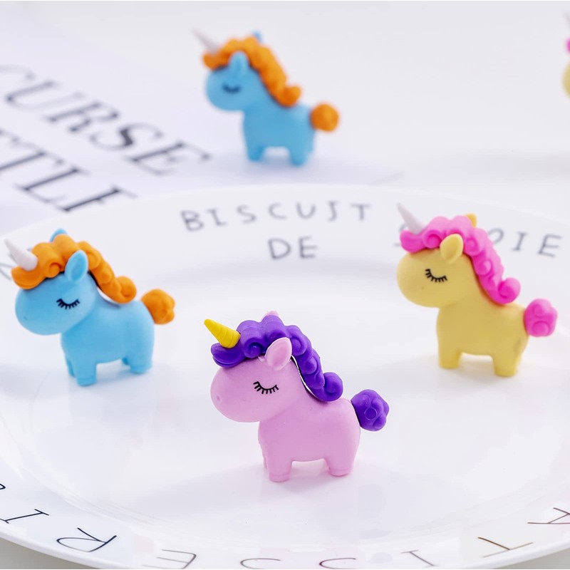 Ranvi 30 PCS Unicorn Erasers, Mini Erasers for Kids Play