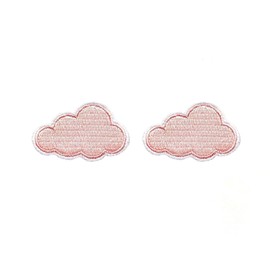 PL Set of 2 Tiny. Mini Milky Pink Color Clouds Sky Summer Patches Cute Cartoon Logo1 sew Iron on Embroidered Applique Badge Sign Patches Clothing Costume