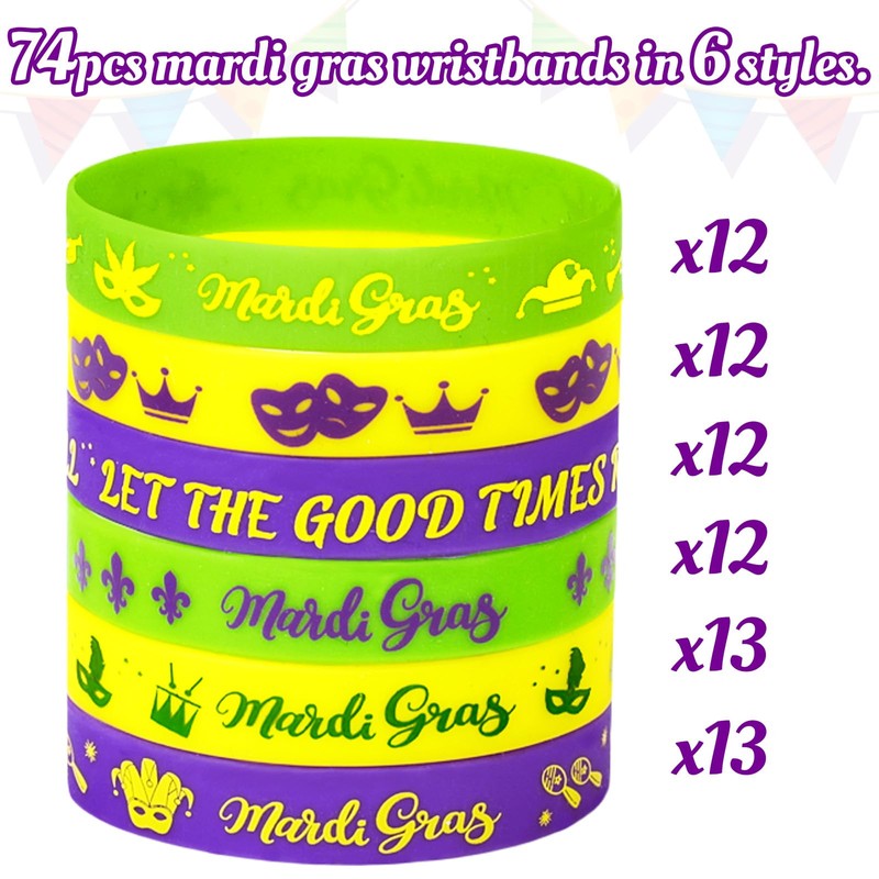 Moon Boat 74PCS Mardi Gras Accessories Bulk Parade Throws Rubber