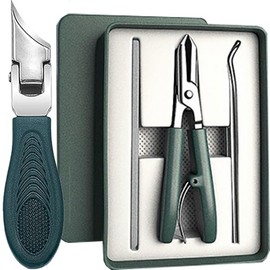 IBOPUXIU Slanted Nail Clippers Set of 3 Toenail Clippers with File and Nail Pick, Specially Designed for Seniors with Thick Nails and Wide Jaw Opening