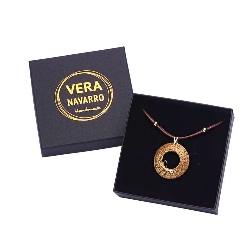 Open Mandala Necklace 3 cm Vegetable Gold with Branch