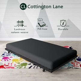 Cot Fitted Sheet 28 x 75-100% Egyptian Cotton - 1 PC Cot Size Bottom Sheet Only(Dark Grey)