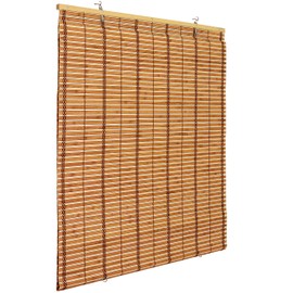 Red Lantern Burnt Bamboo Cordless Window Shade - Two-tone Honey 36" W