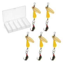 PATIKIL Trout Lures 1/10 oz, 5Pack Trout Spinners Fly Trout Fishing Lures Fishing Spinners Baits Tackle with Tackle Boxes for Freshwater Saltwater Fishing, Yellow
