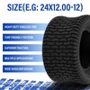 MOTORHOT 2 Pcs 24x12.00-12 Lawn Mower Turf Tires 6 Ply