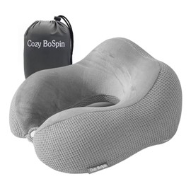 Cozy BoSpin Travel Pillow - Neck Pillow for Traveling, Memory Foam Portable Support Pillow,Comfortable and Lightweight Quick Pack for Camping,Sleeping Rest Cushio (Gray)