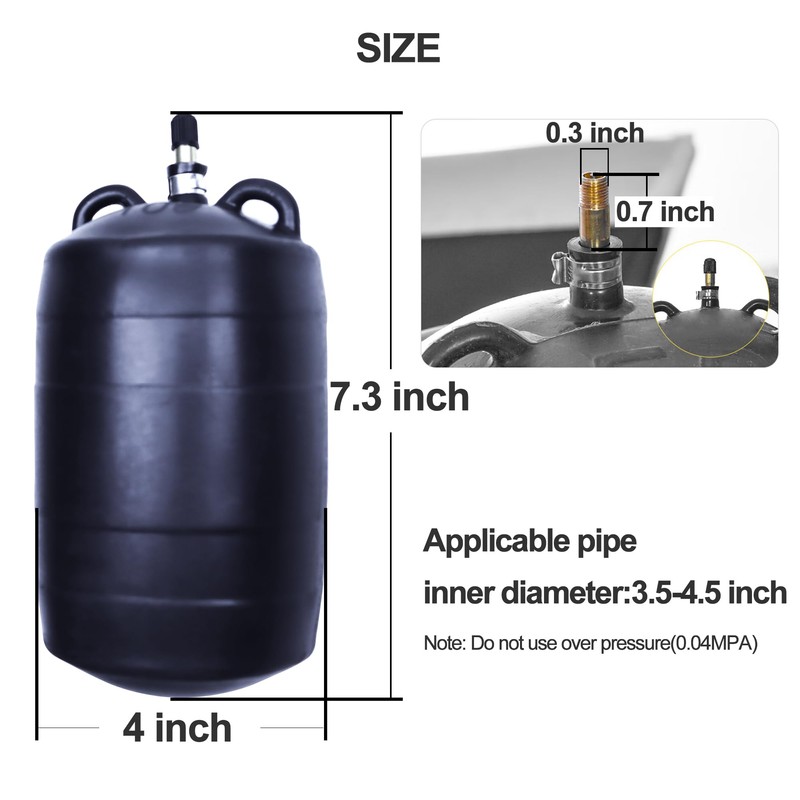 4 Inch Inflatable Pipe Plug, Water Shut Off Airbag for