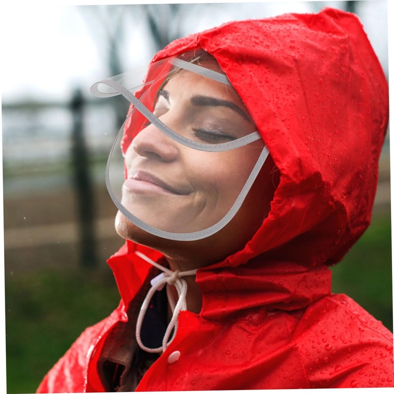 Baluue 2pcs Clear Raincoat Hat Shield Visor Detachable Rain Poncho