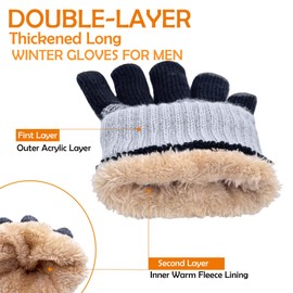 ehsbuy Winter Gloves Men's Thermal Touchscreen Warm Gloves Men's Knitted Gloves Winter Gloves Men with Soft Fleece Lining, SnowBlack
