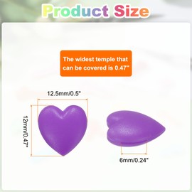 HARFINGTON 10pair Eyewear Ear Grip Heart-Shaped Silicone Eyeglasses Temple Stopper Anti-Slip Glasses Retainers Holder for Daily Wear Glasses Sunglasses Reading Eyeglasses, Purple