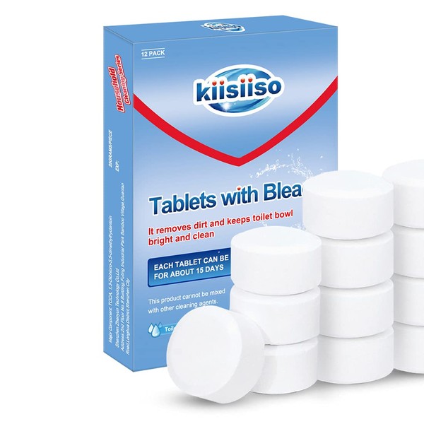 KIISIISO Automatic Toilet Bowl Cleaners Bathroom Toilet Tank Cleaner Tablets Strong Detergent Ability Keep Toilet Bowl Bright and Fresh（12 PACK)
